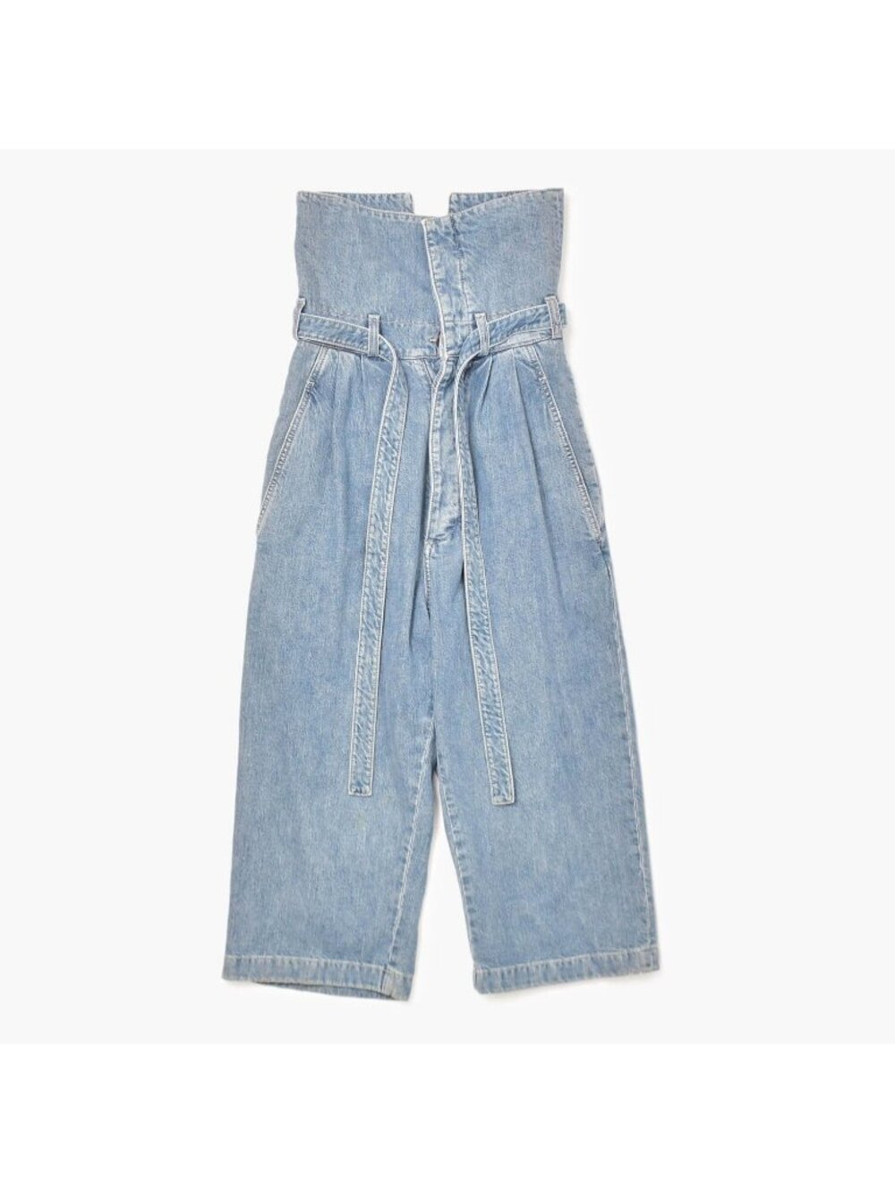 Loewe High Waist Belted Wide Denim Pants Indigo Blue Cotton